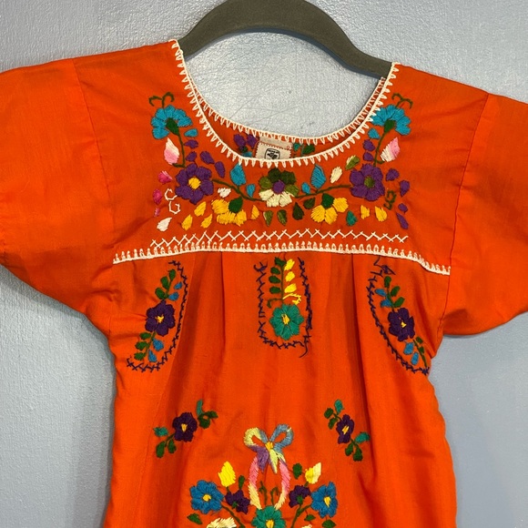 Hecho En Mexico Youth Embroidered Dress Orange Size 2 - Picture 3 of 6